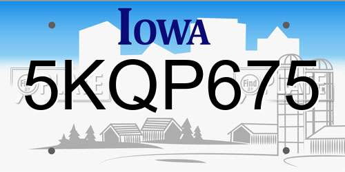 5KQP675 Iowa License Plate