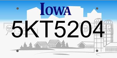 5KT5204 Iowa License Plate