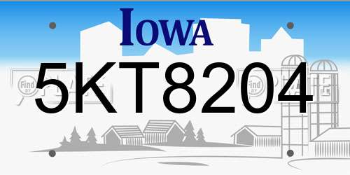 5KT8204 Iowa License Plate