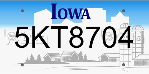 5KT8704 Iowa License Plate
