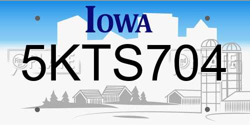 5KTS704 Iowa License Plate