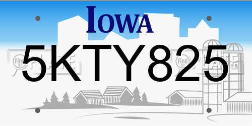 5KTY825 Iowa License Plate