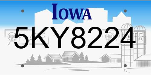 5KY8224 Iowa License Plate
