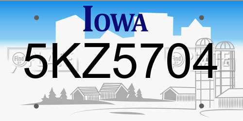 5KZ5704 Iowa License Plate