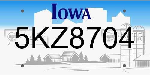 5KZ8704 Iowa License Plate