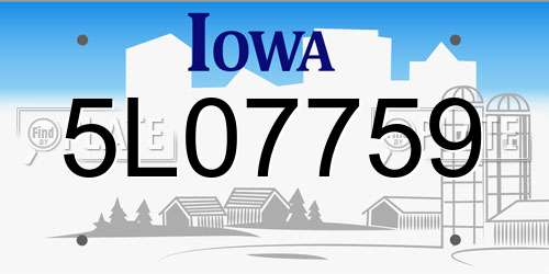 5L07759 Iowa License Plate