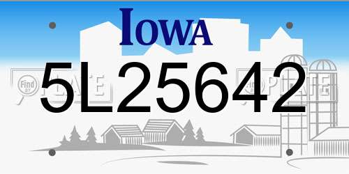 5L25642 Iowa License Plate