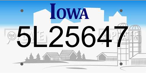 5L25647 Iowa License Plate