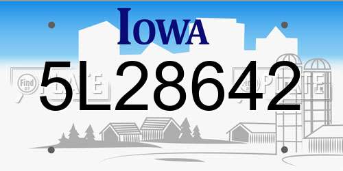 5L28642 Iowa License Plate