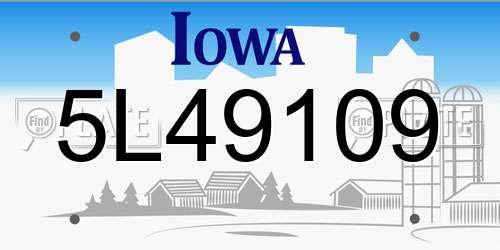 5L49109 Iowa License Plate