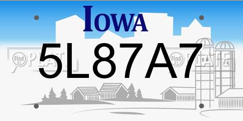 5L87A7 Iowa License Plate