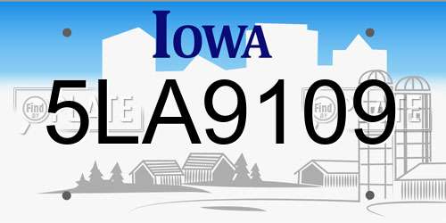 5LA9109 Iowa License Plate