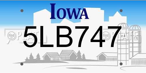 5LB747 Iowa License Plate