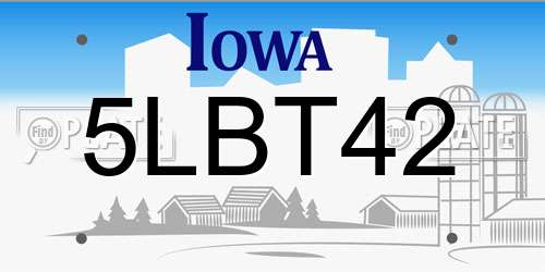 5LBT42 Iowa License Plate