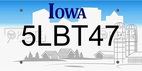 5LBT47 Iowa License Plate