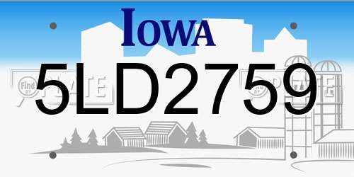 5LD2759 Iowa License Plate