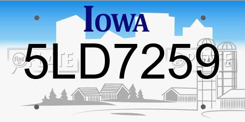 5LD7259 Iowa License Plate
