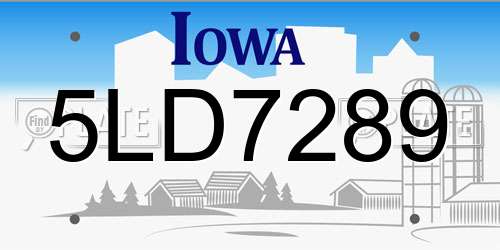 5LD7289 Iowa License Plate
