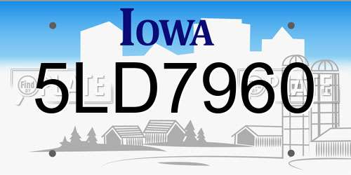 5LD7960 Iowa License Plate