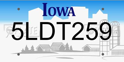 5LDT259 Iowa License Plate