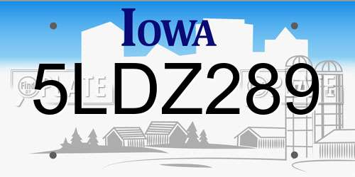 5LDZ289 Iowa License Plate