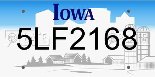 5LF2168 Iowa License Plate