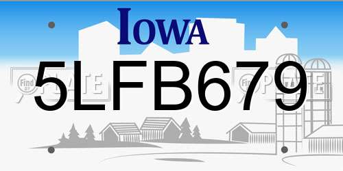 5LFB679 Iowa License Plate