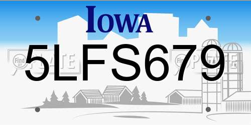 5LFS679 Iowa License Plate