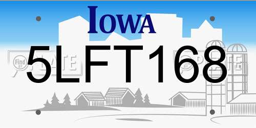 5LFT168 Iowa License Plate