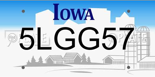 5LGG57 Iowa License Plate