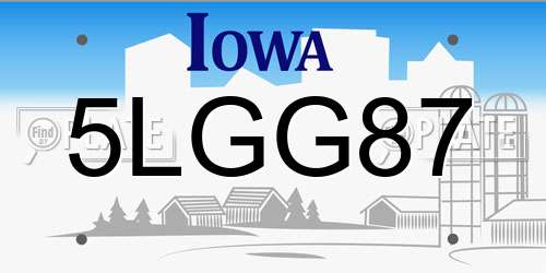 5LGG87 Iowa License Plate