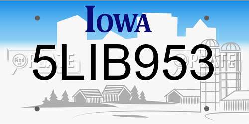 5LIB953 Iowa License Plate