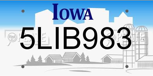 5LIB983 Iowa License Plate