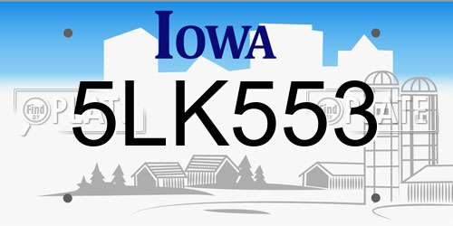 5LK553 Iowa License Plate