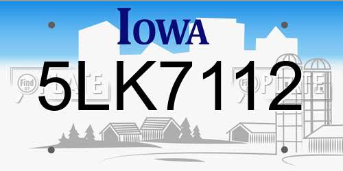 5LK7112 Iowa License Plate
