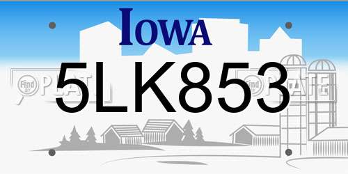 5LK853 Iowa License Plate
