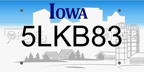 5LKB83 Iowa License Plate