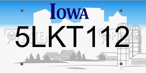 5LKT112 Iowa License Plate