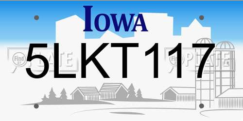5LKT117 Iowa License Plate