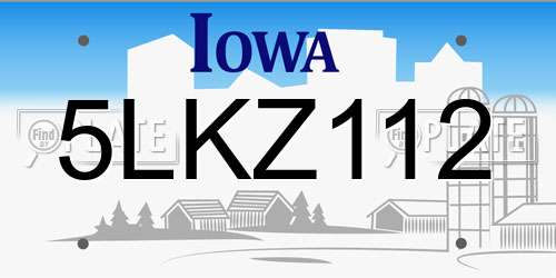 5LKZ112 Iowa License Plate