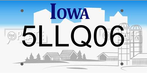 5LLQ06 Iowa License Plate