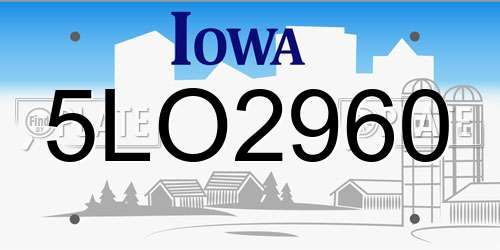5LO2960 Iowa License Plate