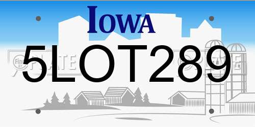5LOT289 Iowa License Plate