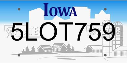 5LOT759 Iowa License Plate