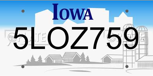 5LOZ759 Iowa License Plate