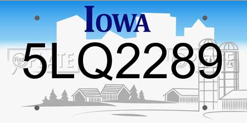 5LQ2289 Iowa License Plate