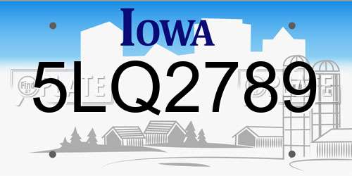 5LQ2789 Iowa License Plate