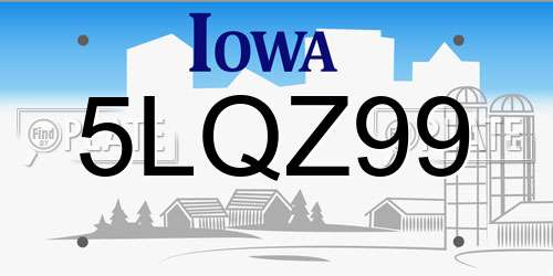 5LQZ99 Iowa License Plate