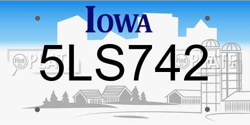5LS742 Iowa License Plate