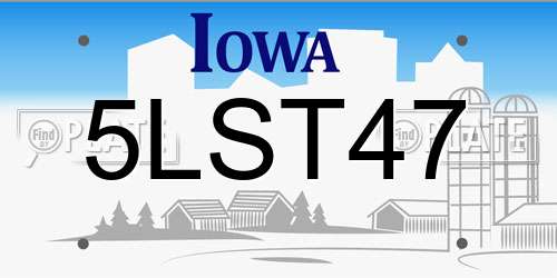 5LST47 Iowa License Plate